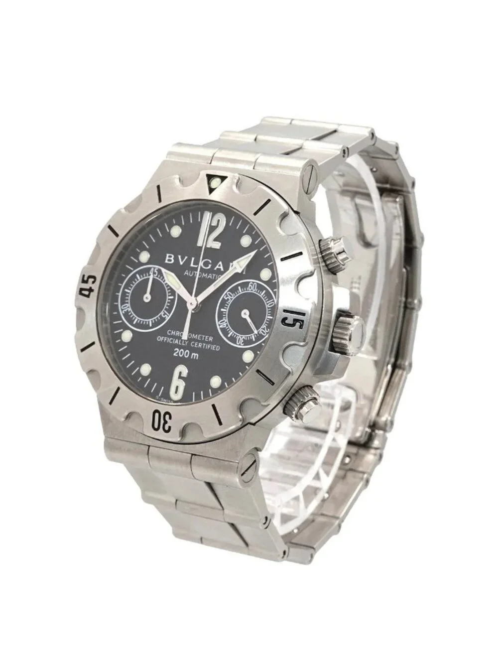 Bvlgari Diagono Scuba Chronograph Watch Black Automatic Winding